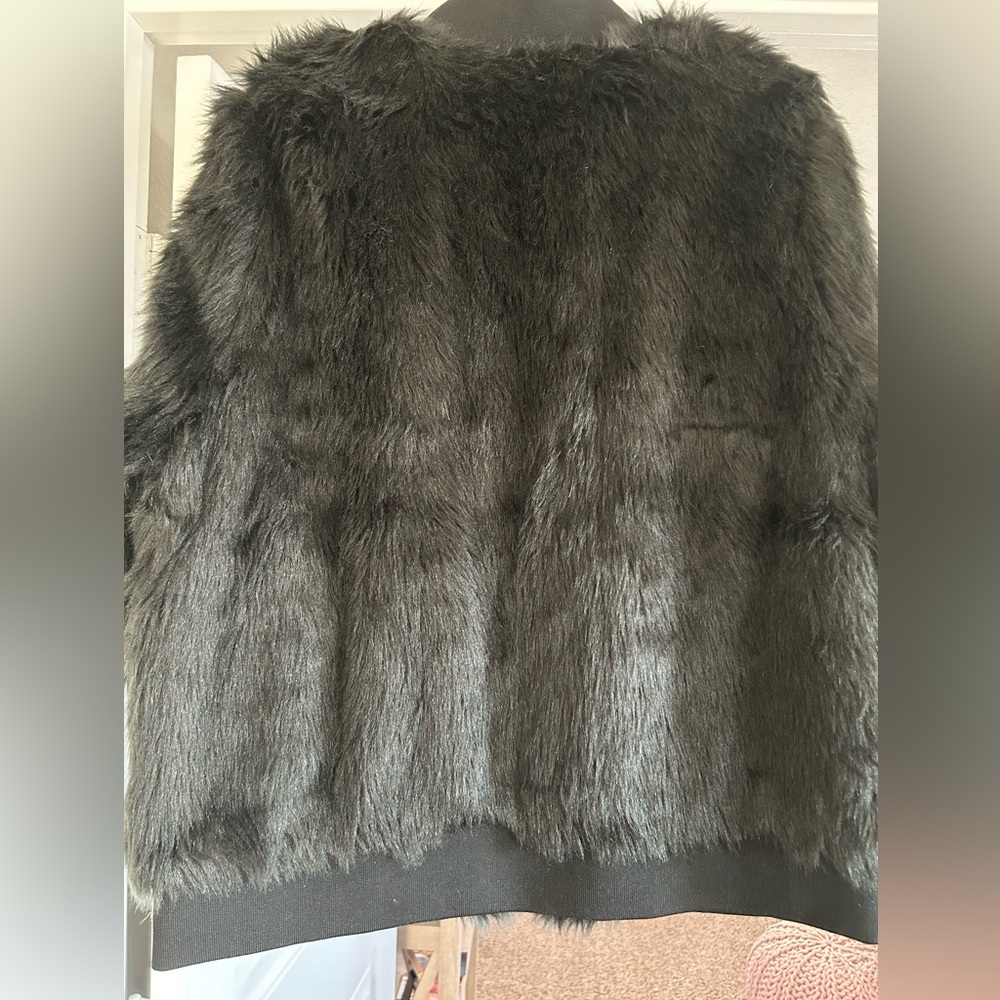 Say What? Fur Bomber Jacket, 2X, black - Picture 2 of 4